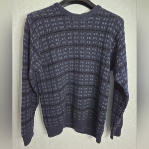 Vintage Jantzen Men's Blue Knit Crewneck Sweater - Small